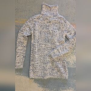 White and blue turtleneck sweater, women's large